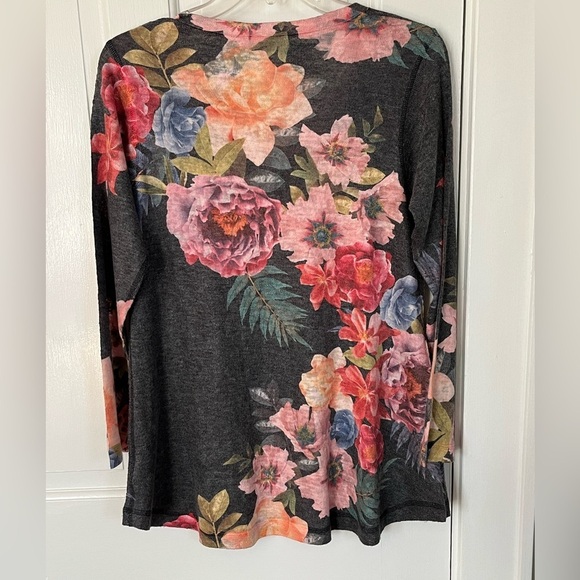 Soft Surroundings Midnight Blooms Floral Lightweight Sweater PS Cottagecore - Picture 8 of 15